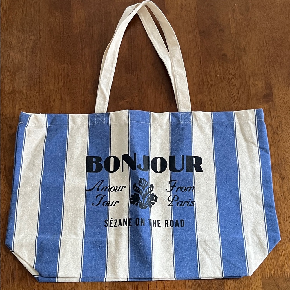 Sézane Bonjour canvas tote